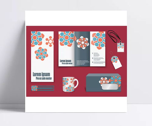 翱翔設計服務 粉色花形VI模板，打造企業品牌視覺識別系統